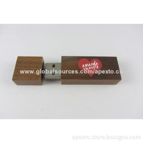 Wooden USB Stick with 1-16GB Storage Capacity and Customized Logos, Supports Password Protection